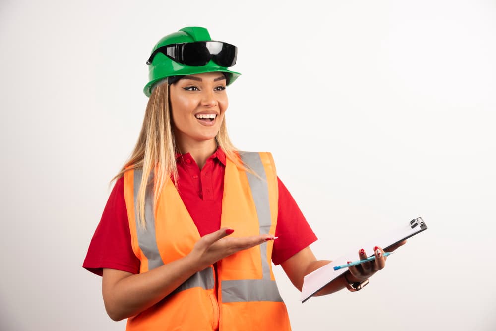 A construction professional with a clipboard, ready to start work