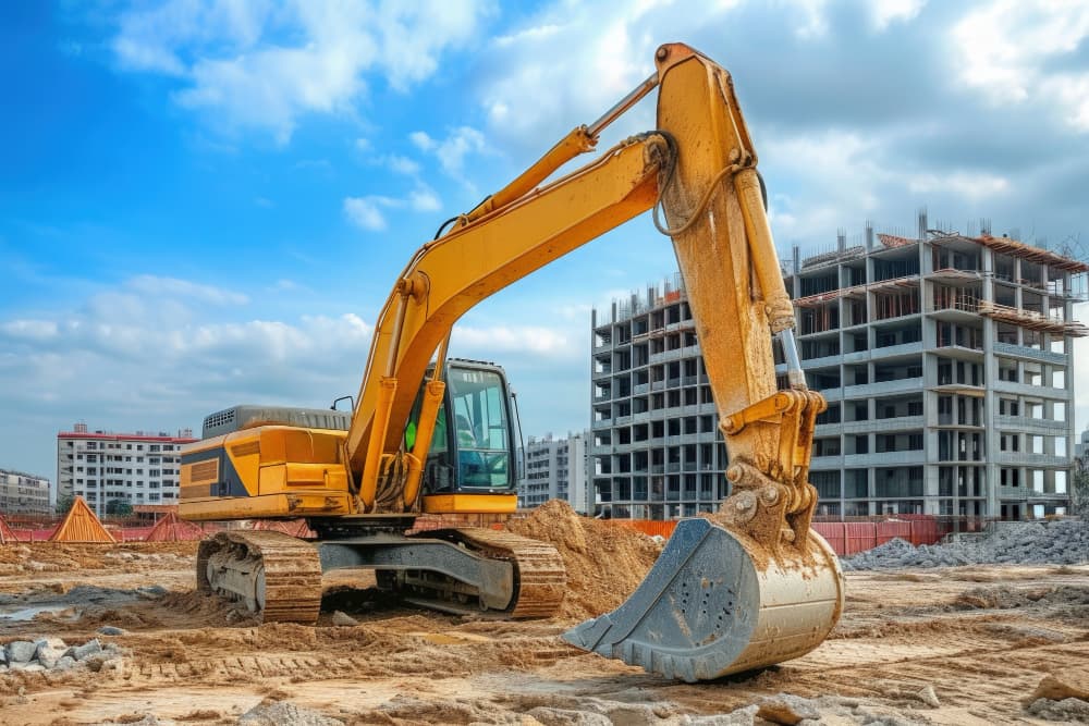 Heavy equipment on an active infrastructure project